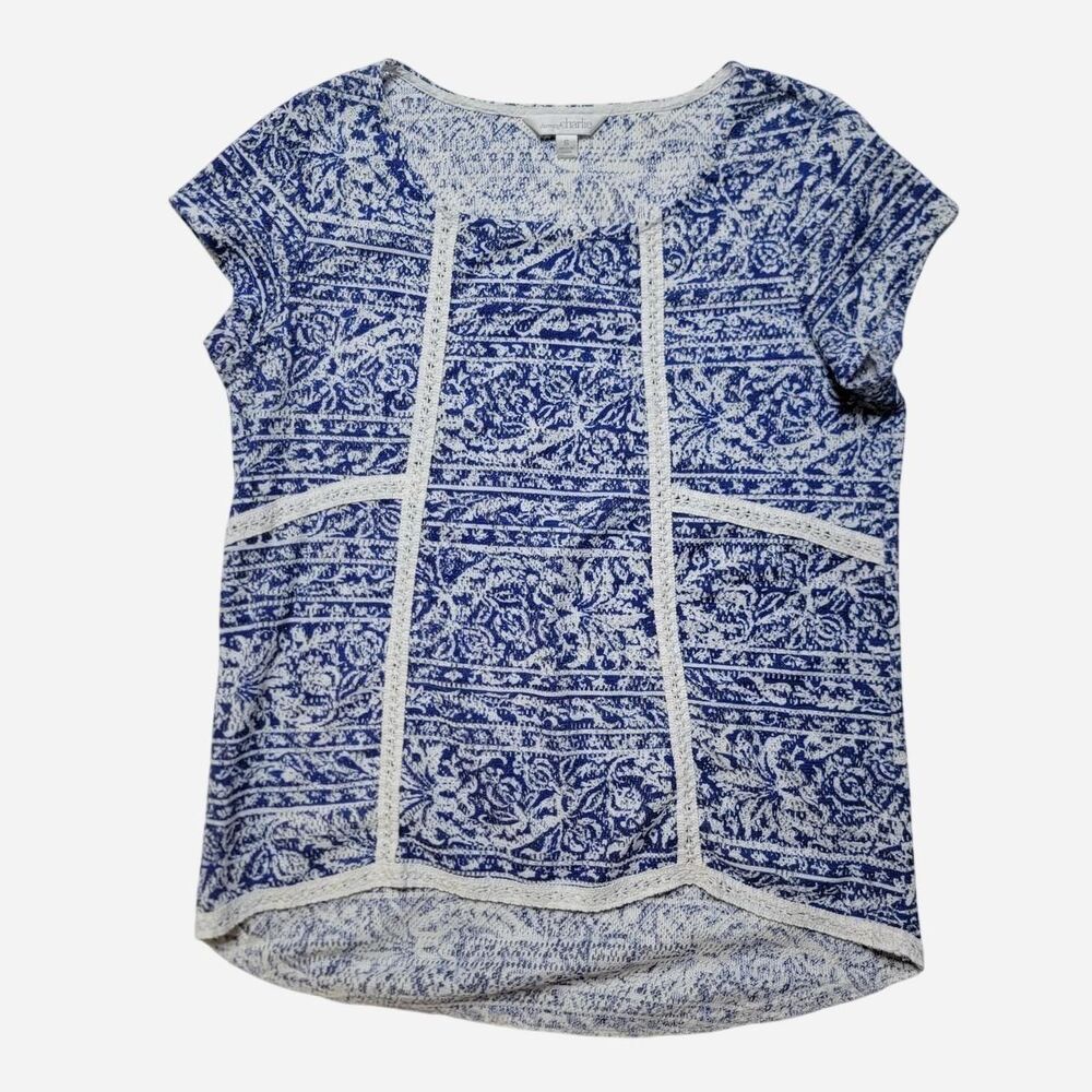 Charming-charlie Women's White and Blue Shirt